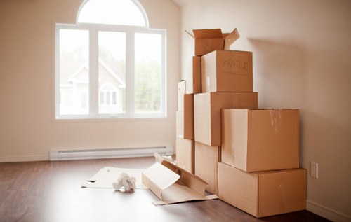 Packed moving boxes ready for local removals in Muswellhill